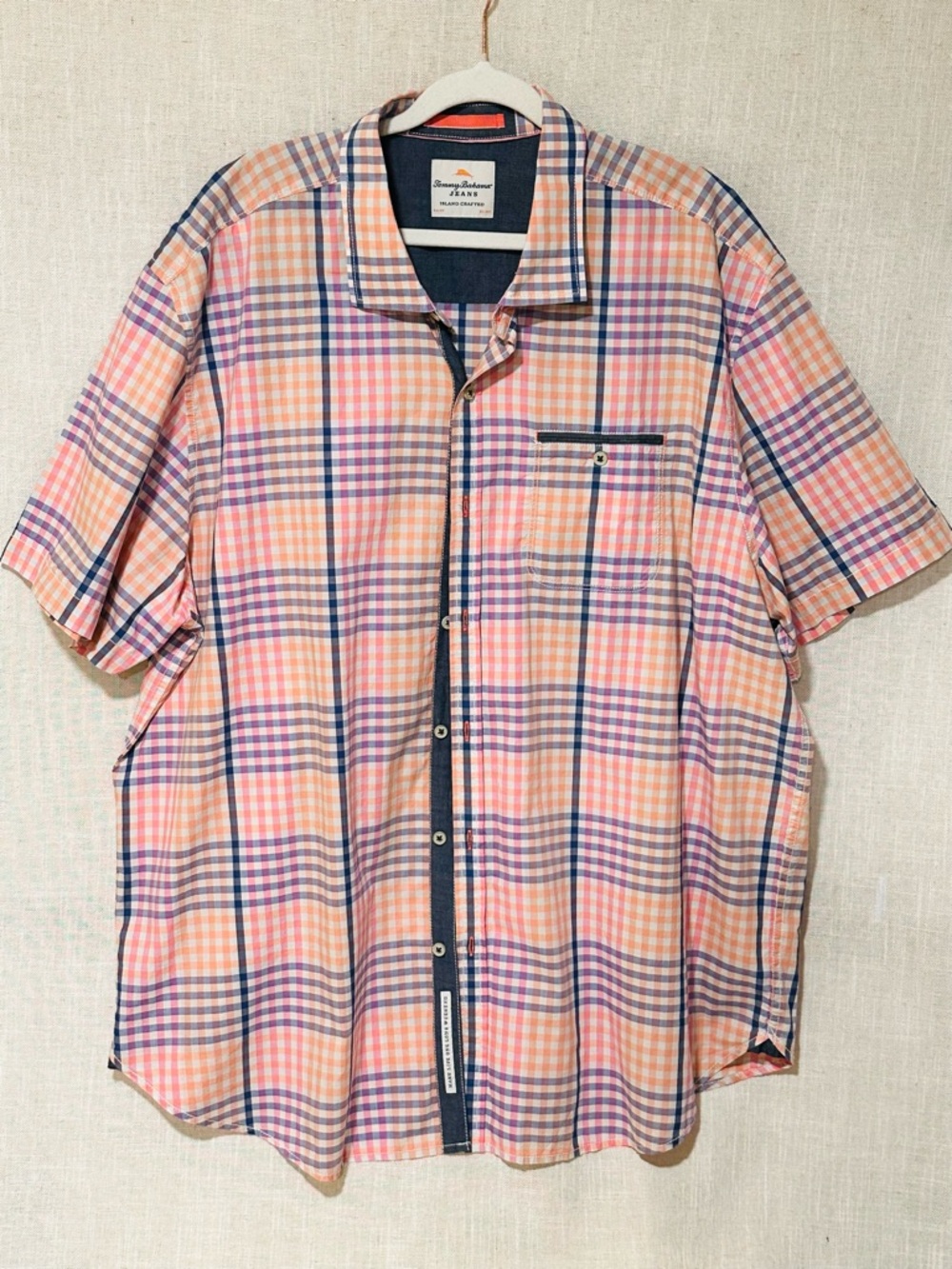 Tommy Bahama Jeans Plaid Button-Down Shirt XXL Island Modern Fit Cotton